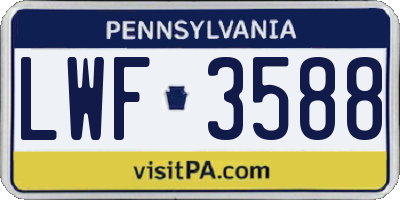 PA license plate LWF3588