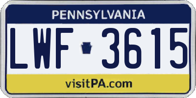 PA license plate LWF3615