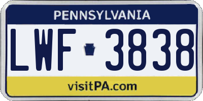 PA license plate LWF3838