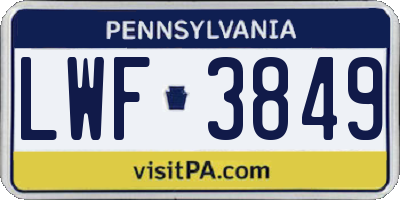 PA license plate LWF3849