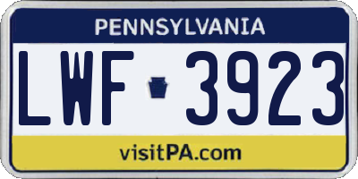 PA license plate LWF3923