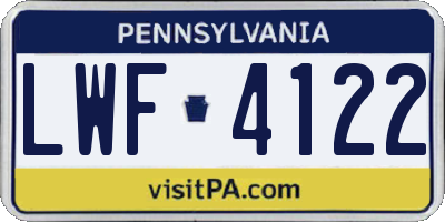 PA license plate LWF4122