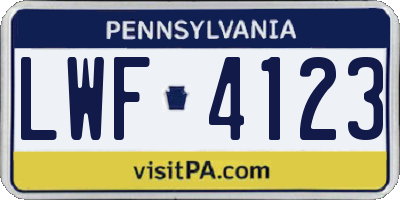 PA license plate LWF4123