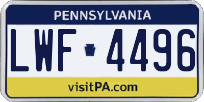 PA license plate LWF4496
