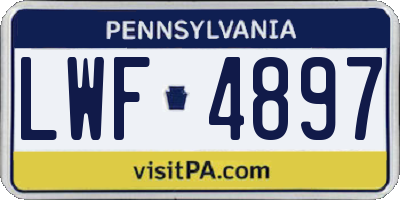 PA license plate LWF4897