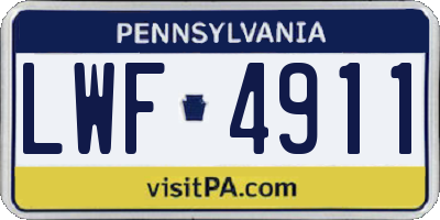 PA license plate LWF4911