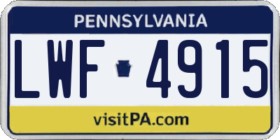 PA license plate LWF4915