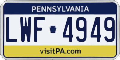 PA license plate LWF4949