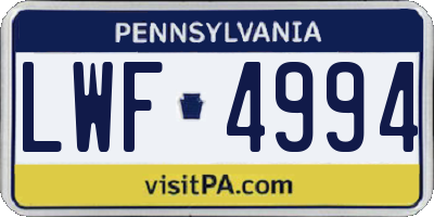 PA license plate LWF4994
