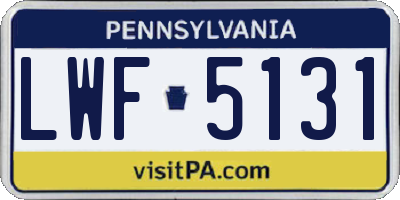 PA license plate LWF5131