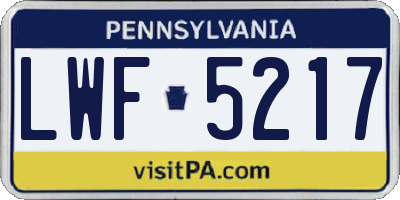 PA license plate LWF5217
