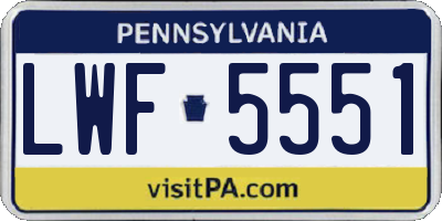 PA license plate LWF5551