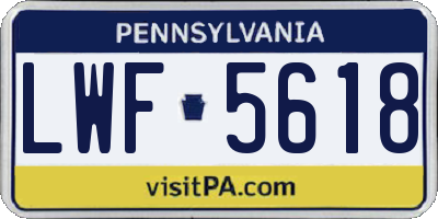 PA license plate LWF5618