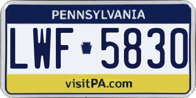 PA license plate LWF5830