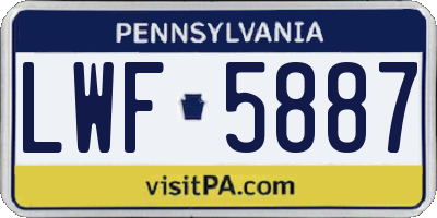 PA license plate LWF5887