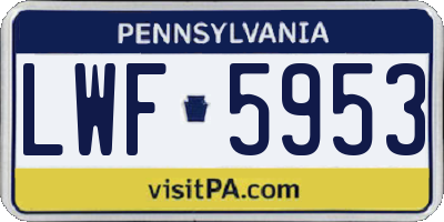 PA license plate LWF5953