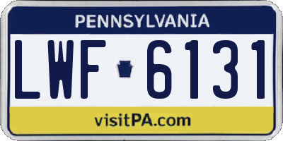 PA license plate LWF6131