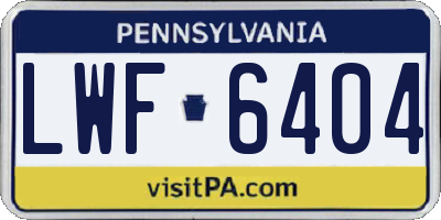 PA license plate LWF6404