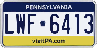 PA license plate LWF6413