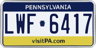 PA license plate LWF6417
