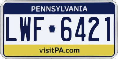 PA license plate LWF6421