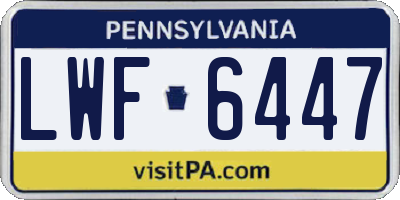 PA license plate LWF6447
