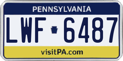 PA license plate LWF6487
