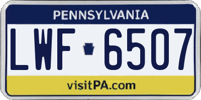 PA license plate LWF6507
