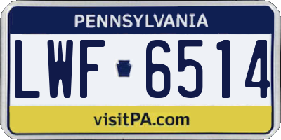 PA license plate LWF6514