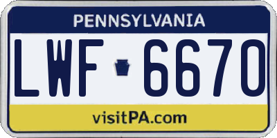 PA license plate LWF6670
