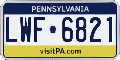 PA license plate LWF6821