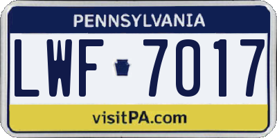 PA license plate LWF7017