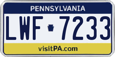 PA license plate LWF7233