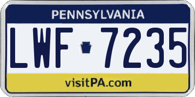 PA license plate LWF7235