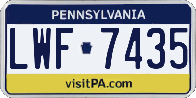 PA license plate LWF7435