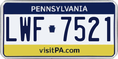 PA license plate LWF7521