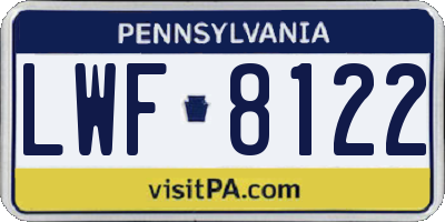 PA license plate LWF8122
