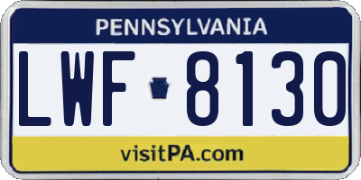 PA license plate LWF8130