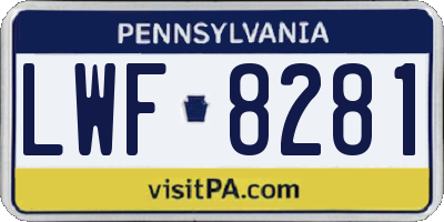 PA license plate LWF8281
