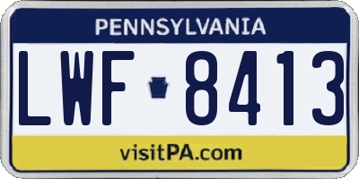 PA license plate LWF8413