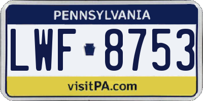 PA license plate LWF8753