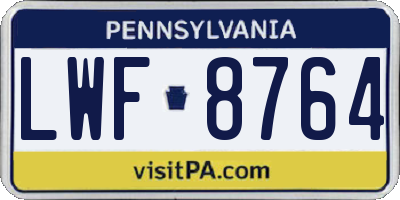 PA license plate LWF8764