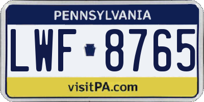 PA license plate LWF8765