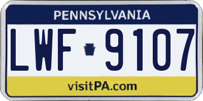 PA license plate LWF9107