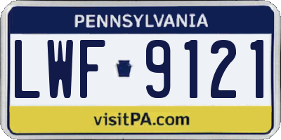 PA license plate LWF9121