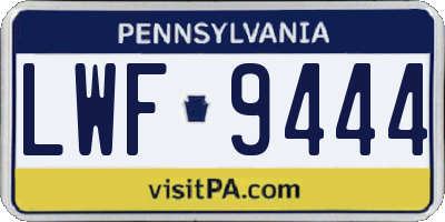 PA license plate LWF9444