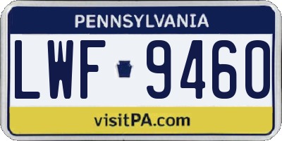 PA license plate LWF9460