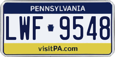 PA license plate LWF9548