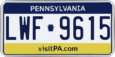PA license plate LWF9615