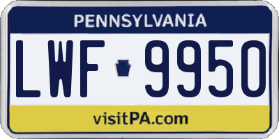 PA license plate LWF9950